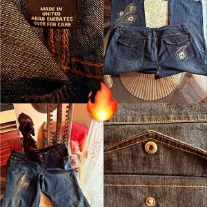 Venezia  Blue Jeans Peacock Feathers Embroidery